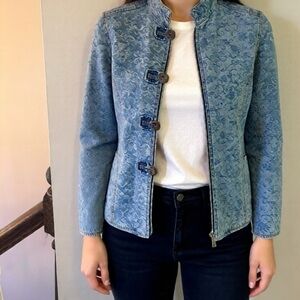 Chico's Blue Floral Jean Jacket